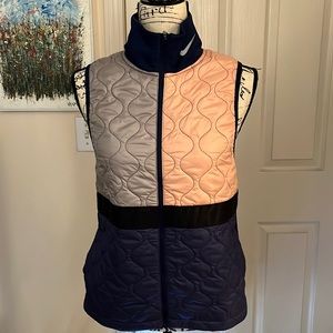 Nike Women’s Aerolayer Quilted Running Vest, navy, grey and pink, size small